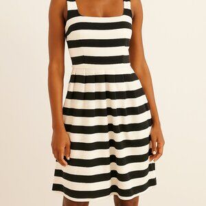 White House Black Market Cotton A-line striped dress. White and black. Size 6.